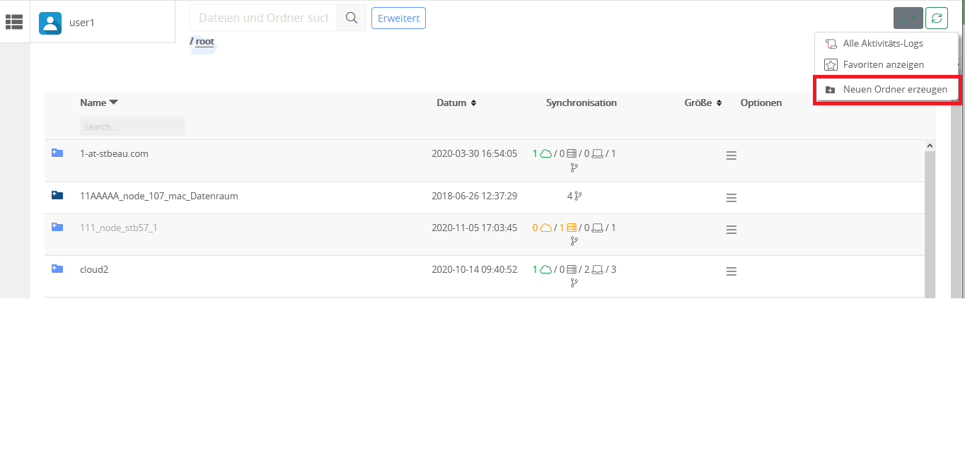 Neuen Ordner erzeugen - cloudplan Help