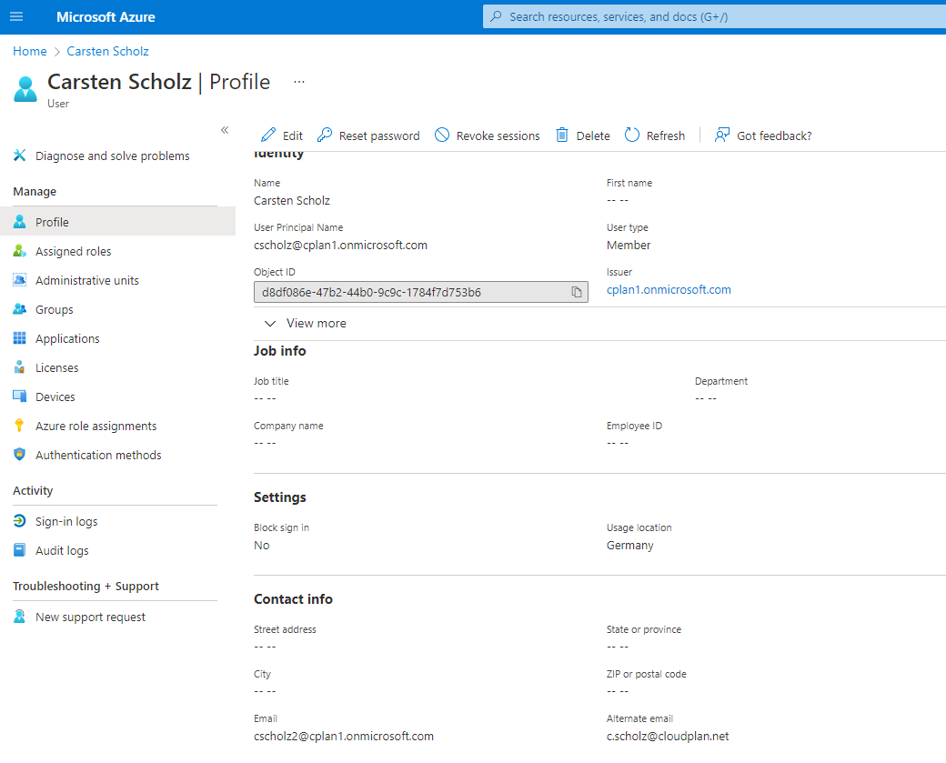 azure ad email address attribute